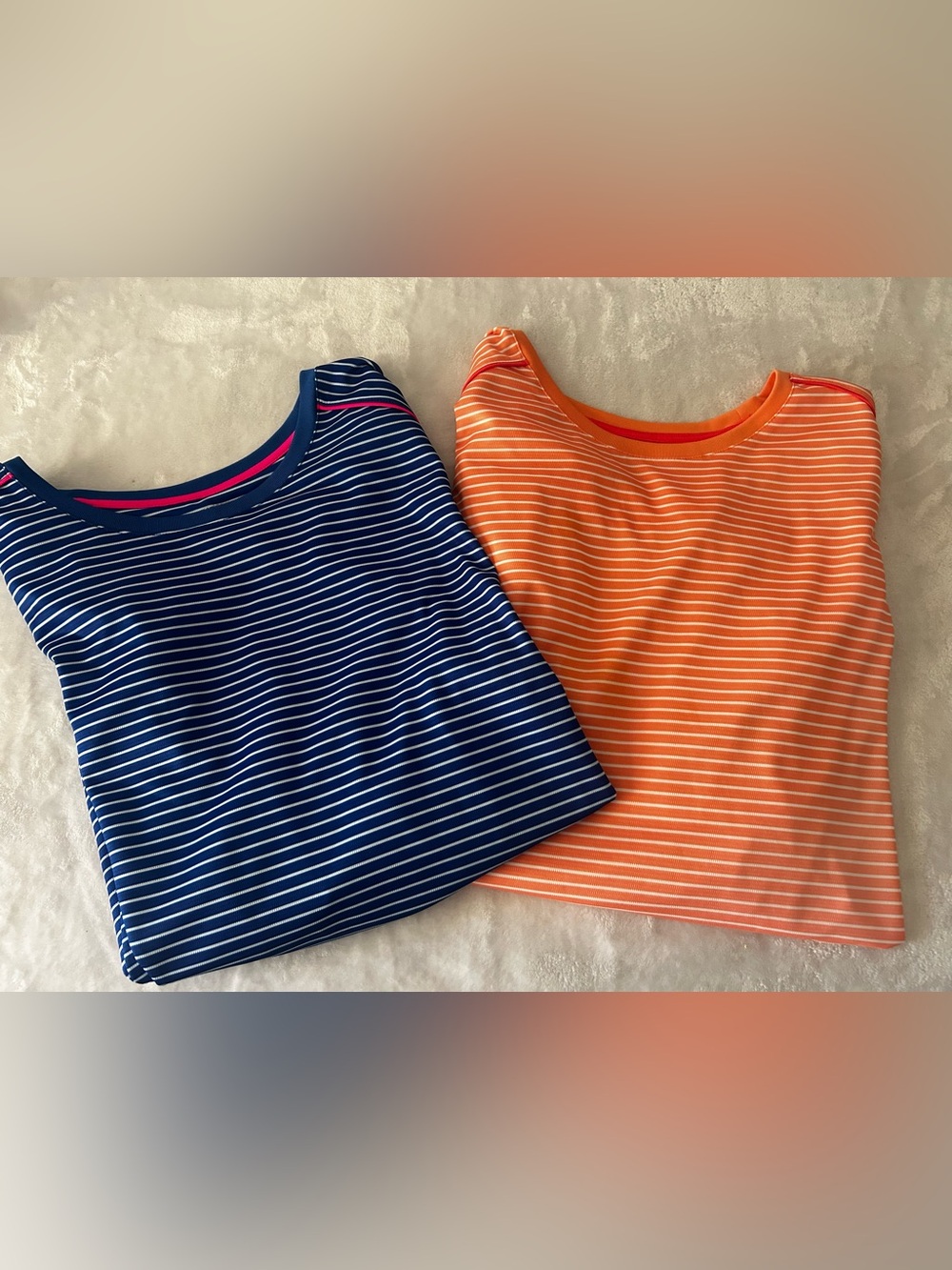 Reel Legends Freeline Long Sleeve Striped Sport Orange Blue Tops Women’s 2X